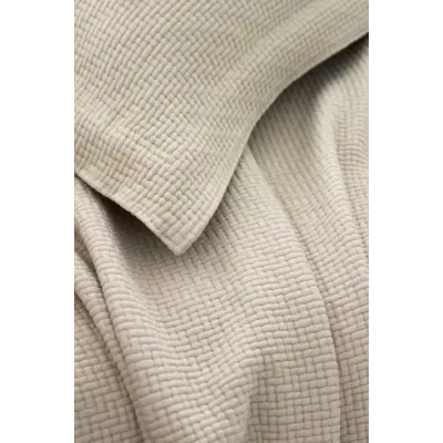 Interlaken Sand Matelasse Textured Cotton Coverlet